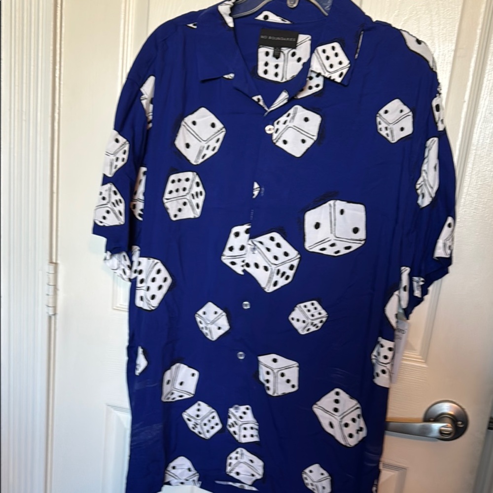 Blue Dice Print Men's Shirt